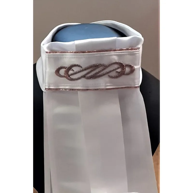 ShowQuest Enya Ready Tied Stock - White/Rose Gold